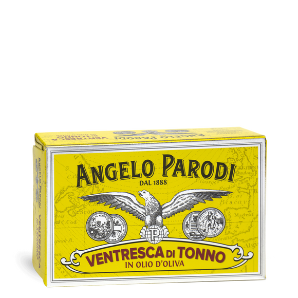 Tuna belly Ventresca di tonno in olive oil 115g Angelo Parodi
