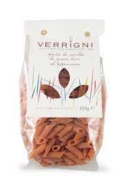 Penne with Red Pepper "Verrigni" only Durum wheat From italy 500gr